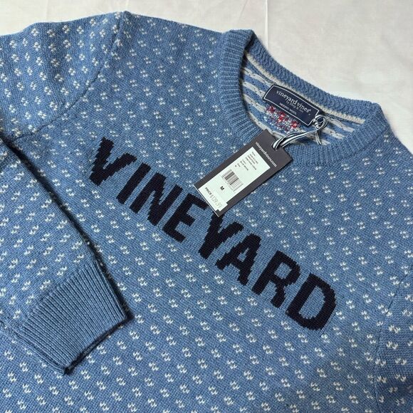Vineyard Vines Crewneck Sweater Merino Wool Blue Moon Mens Sz M‎ 1E001573-982 - Picture 1 of 13
